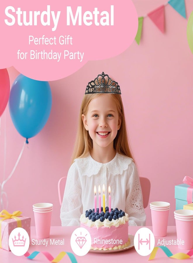 Papoopy Birthday Tiara and Crown with Sash, Birthday Tiara for Women Party Black - Image 4